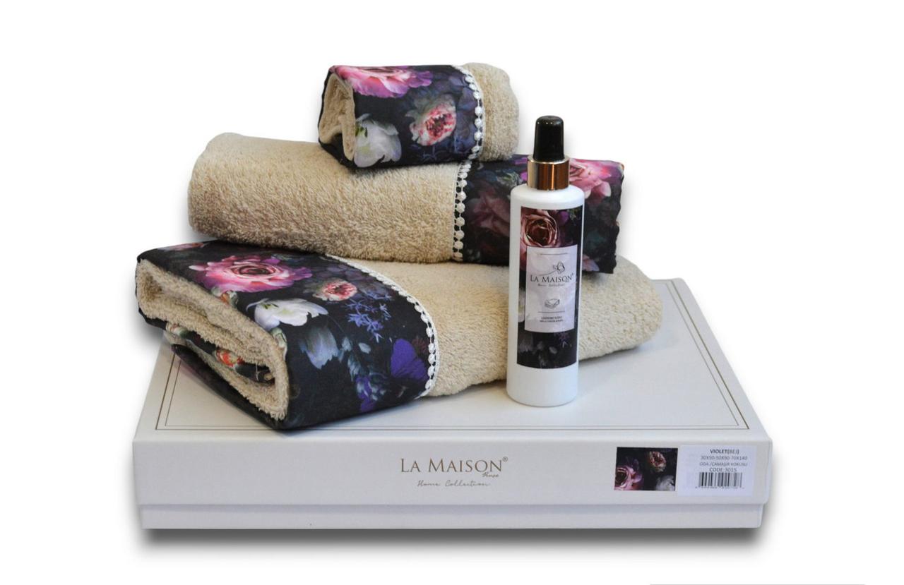 Подарунковий набір рушників La Maison, 3 шт. з ароматом Violet Bej, фото 1