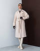 Шикарне молочне жіноче зимове двобортне тепле кашемірове пальто з поясом, фото 7