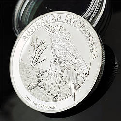 Сувенір срібна монета 1 долар 2016 г, "Кукабарра" «Зимородок» Австралія