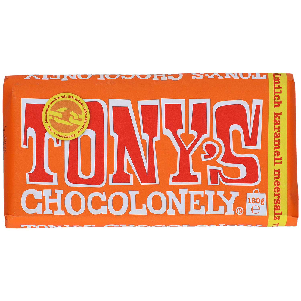 Tony's Chocolonely Vollmilchschokolade Karamell Meersalz Молочний шоколад з карамеллю і з сіллю 180g