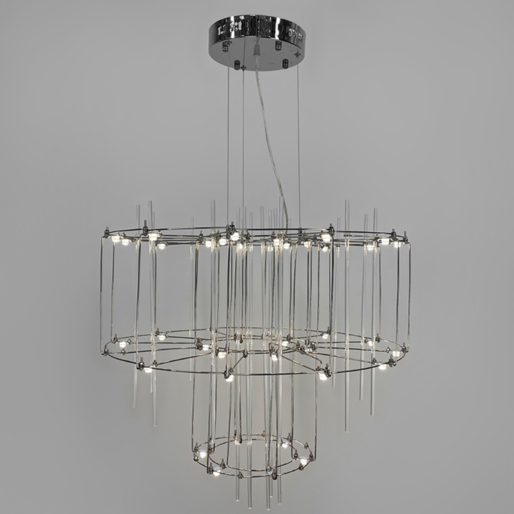 Невагома срібна двоярусна люстра Ø 60 см MJ 205-600 CH, фото 1