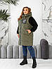 Жіноча подовжена стьобана осіння жилетка безрукавка з капюшоном, утеплена силіконом, батал великі розміри, фото 5