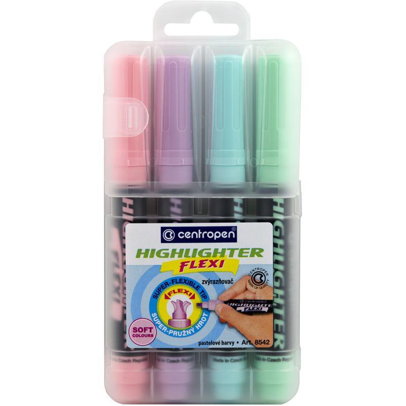 Маркер текстовий Highlighter набір 4 шт. (пластиковий пенал) CENTROPEN 8542/4 SE