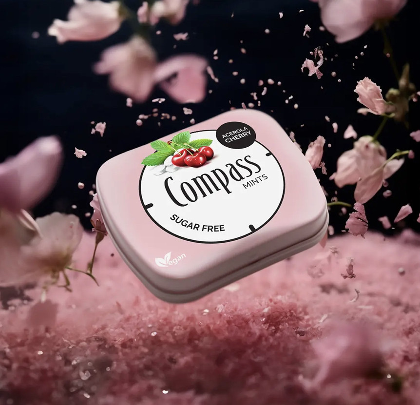 Освіжаючі пастилки без цукру Compass Mints Вишня 14g, фото 1