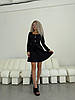 Чорний жіночий стильний костюм-двійка з креп-костюмки: подовжений жакет з рукавами ліхтариками і міні-спідниця, фото 9