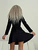 Чорний жіночий стильний костюм-двійка з креп-костюмки: подовжений жакет з рукавами ліхтариками і міні-спідниця, фото 10