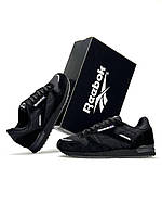 Чоловічі кросівки замша нейлон Reebok Classic New Black, кеди чоловічі Рибок чорні. Чоловіче взуття