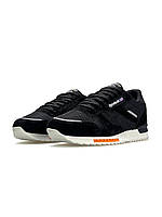 Чоловічі кросівки замша нейлон Reebok Classic New Black White, кеди чоловічі Рибок чорні. Чоловіче взуття