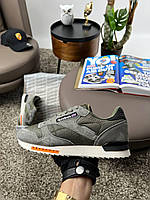 Чоловічі кросівки замша нейлон Reebok Classic New Khaki White, кеди чоловічі Рибок хакі. Чоловіче взуття