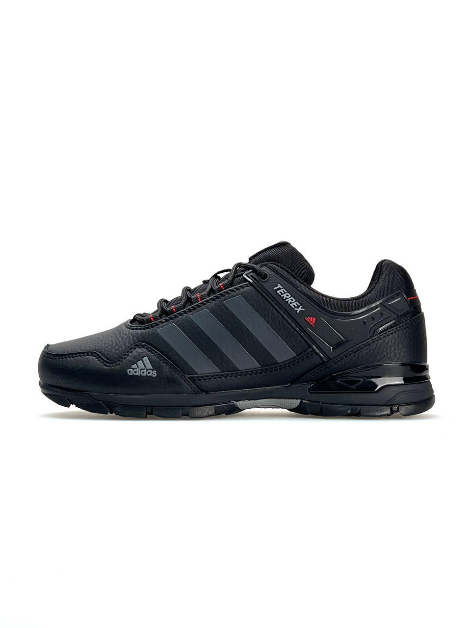 Чоловічі шкіряні кросівки Adidas Terrex Leather Black Grey, чоловічі кеди Адідас чорні 41