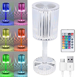 Настільна лампа RGB 25см, від USB + пульт, Сylinder / Акумуляторна лампа-нічник / Світлодіодний світильник