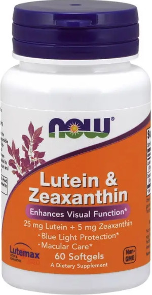 Лютеїн NOW Foods Lutein Zeaxanthin 60 капс гел