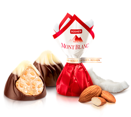 Шоколадні цукерки Roshen Mont Blanc з кокосовим кремом та мигдалем 250 грамів