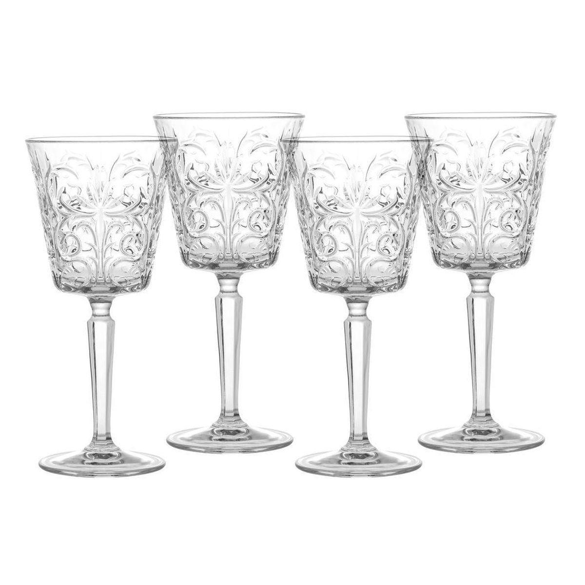 Набір із 4-х скляних келихів для вина з рельєфним візерунком Royal Brandani, фото 1