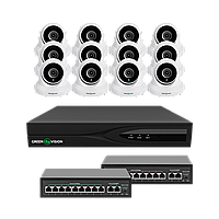 Комплект відеоспостереження на 12 камер GreenVision GV-IP-K-W84/12 5MP