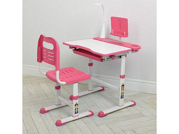 Парта ученическая детская + Лампа настольная Bambi, розовая M4428-8 G-Rich