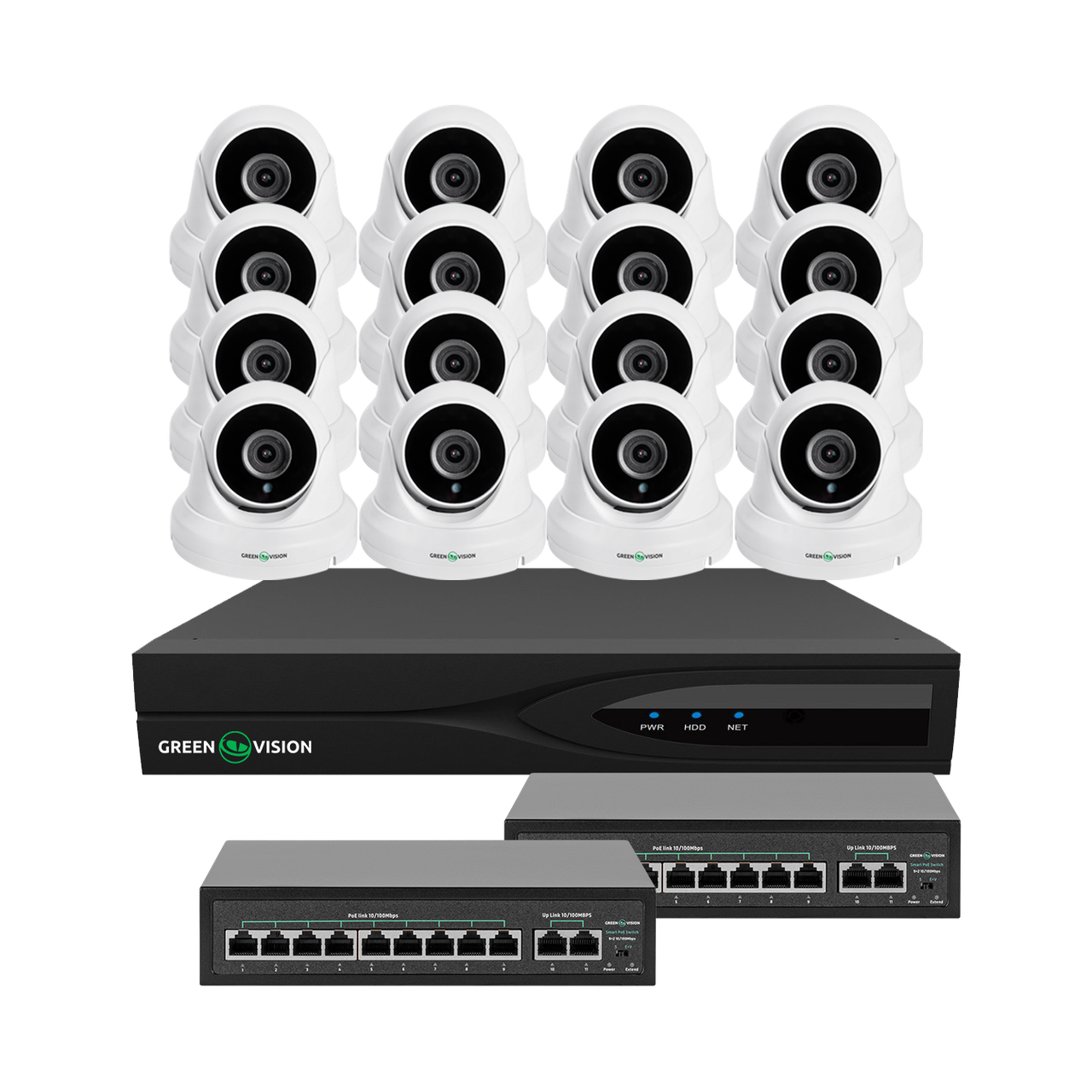 Комплект відеоспостереження на 16 камер GreenVision GV-IP-K-W83/16 5MP