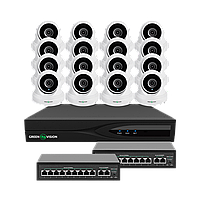 Комплект відеоспостереження на 16 камер GreenVision GV-IP-K-W83/16 5MP