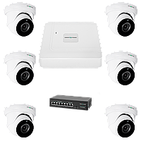 Комплект відеоспостереження на 6 камер GreenVision GV-IP-K-W76/06 5MP