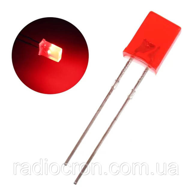 Світлодіод 2*5*7 мм прямокутний, Червоний