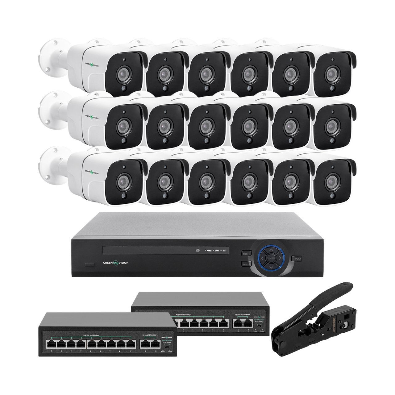 Комплект відеоспостереження на 18 камер GreenVision GV-IP-K-W90/18 5MP
