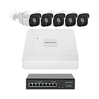 Комплект відеоспостереження на 5 камер GreenVision GV-IP-K-W87/05 5MP