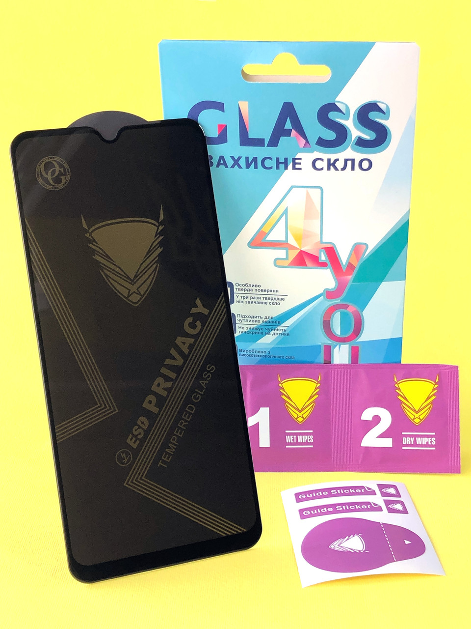Защитное стекло для телефона Xiaomi Redmi 9A / Redmi 9C / Redmi 10A / Redmi A1 Golden Armor Privacy Black 4you