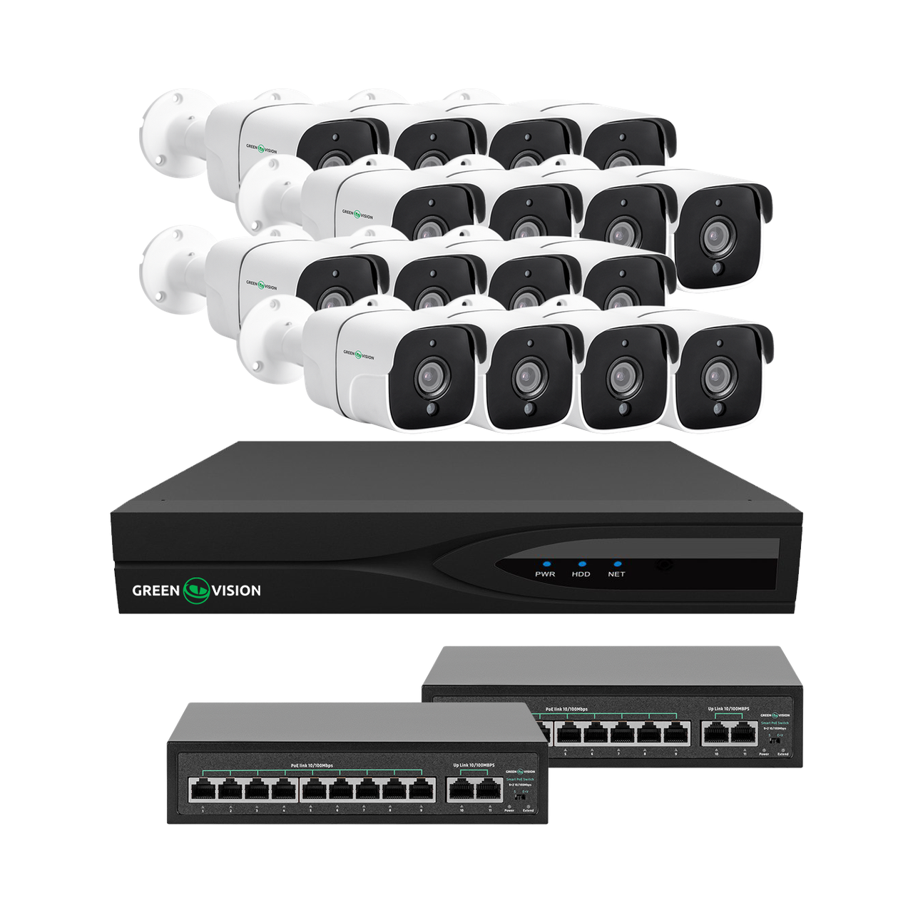 Комплект відеоспостереження на 16 камер GreenVision GV-IP-K-W88/16 5MP