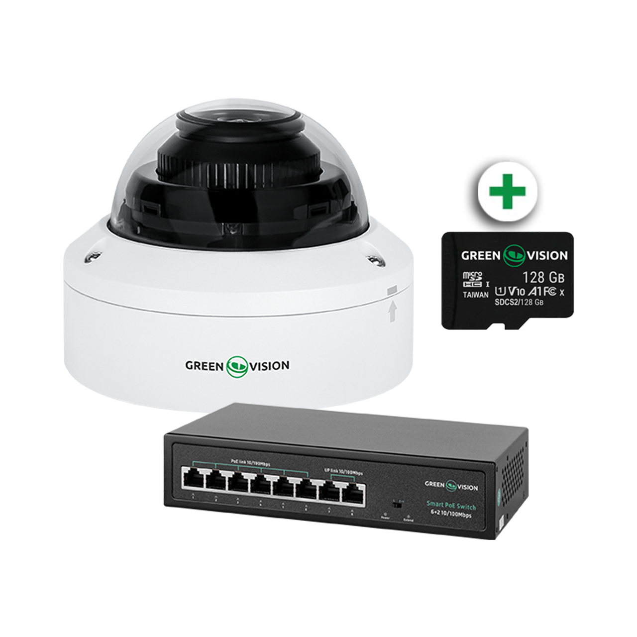 Комплект відеоспостереження з функцією розпізнавання облич на 1 IP камеру GreenVision GV-804