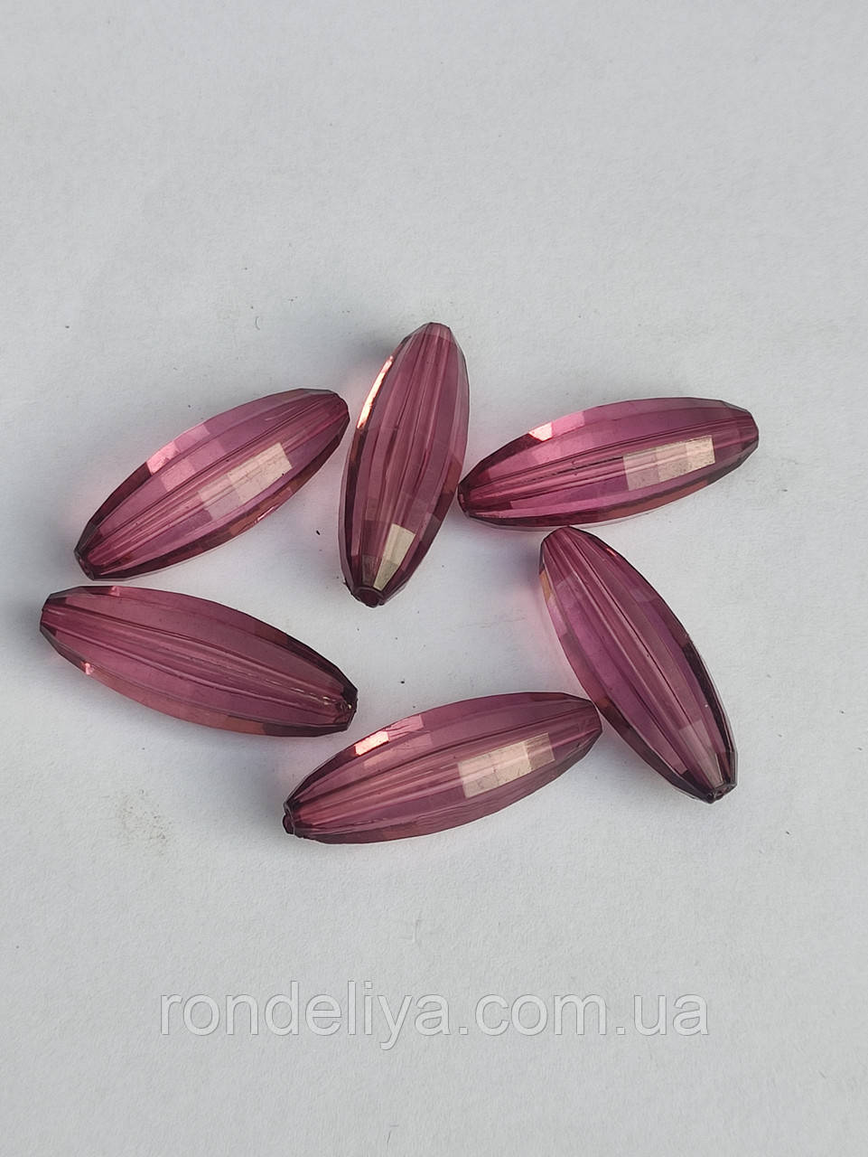 Намистини акрил прозорі "овал" 33х12 мм сливовий, фото 1
