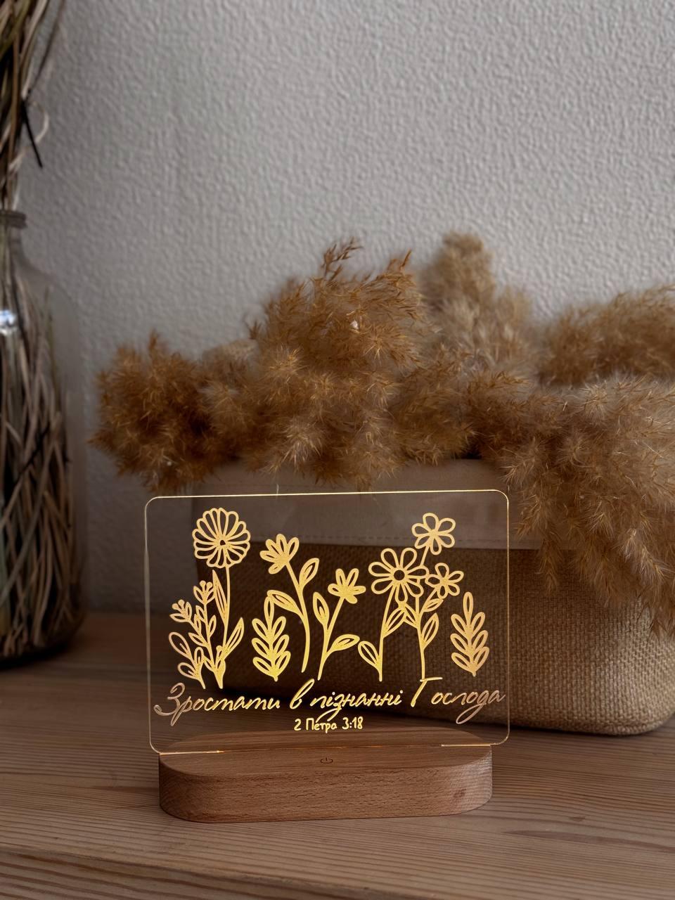 Нічник тематичний Зростати в пізнанні з USB роз'ємом , 16/12 см, фото 1