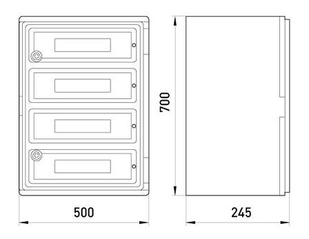 CP5106 Корпус удароміцний з АБС-пластика e.plbox.500.700.245.88m.blank, 500х700х245мм, IP65 з панеллю під 88 модулів, фото 3