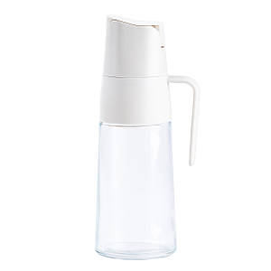 Скляна пляшка з гравітаційною кришкою для олії та оцту 600 мл бежевий