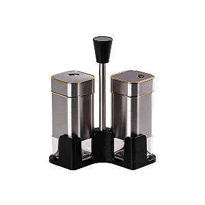 Набір ємностей на підставці 2 баночки для спецій по 120 мл хром