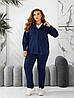Жіночий осінній стильний замшевий костюм: сорочка на кнопках та завужені штани, батал великі розміри, фото 8