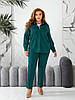 Жіночий осінній стильний замшевий костюм: сорочка на кнопках та завужені штани, батал великі розміри, фото 9