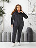 Жіночий осінній стильний замшевий костюм: сорочка на кнопках та завужені штани, батал великі розміри, фото 5
