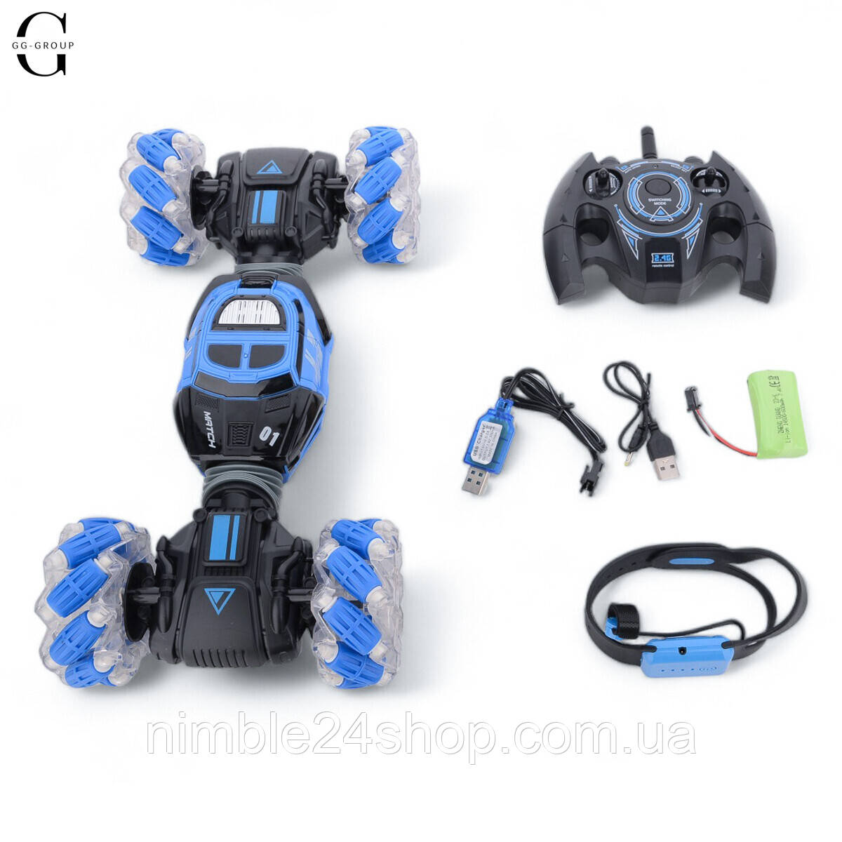 Машинка перевертня Skidding  (управління з руки) синя