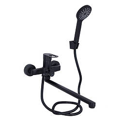 Змішувач для ванни з довгим гусаком Lidz Latwa 005 Black Чорний матовий