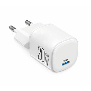 Мережевий зарядний пристрій Brevia ePowerGaN PD20W USB-C білий