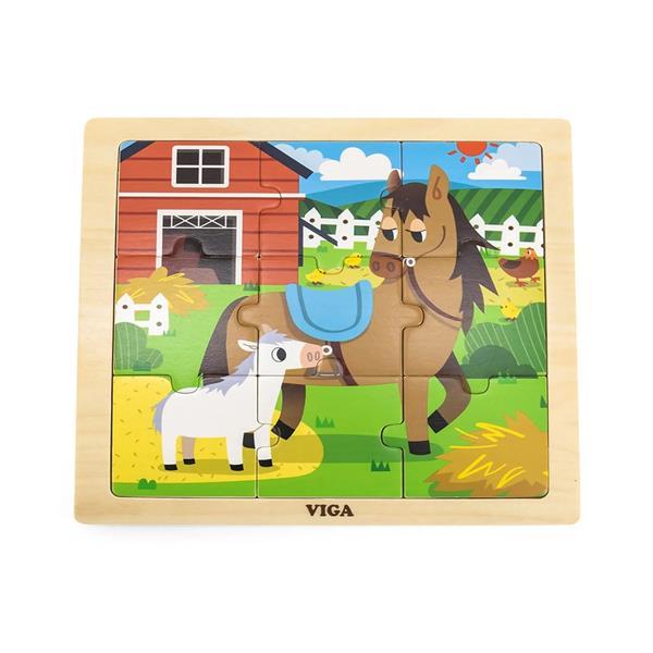 Дерев'яний пазл Viga Toys Коники 9 елементів