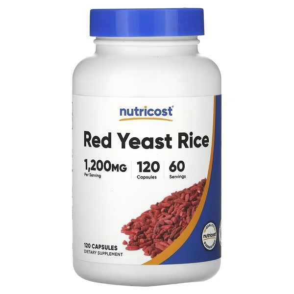 Червоний дріжжовий рис 120 капс очищення судин від холестерину Nutricost США