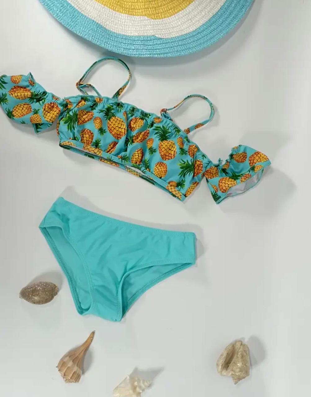 Купальник для девочек Samegame 317 Ананас мята(В НАЛИЧИИ ТОЛЬКО 36 УКР р-ры)