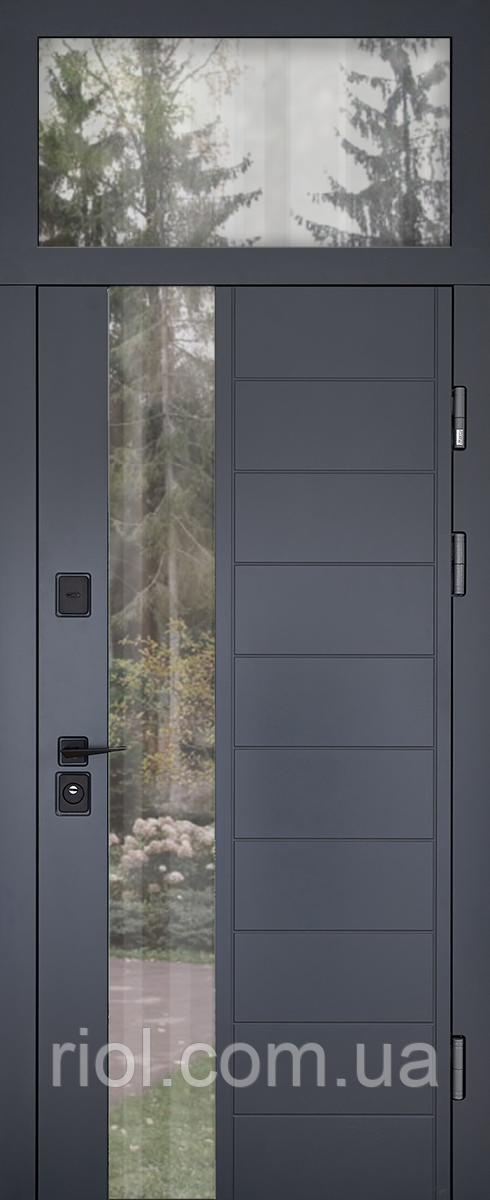 Вхідні двері з фрамугою та терморозривом Ufo Ral 7016, фото 1