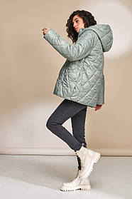 Трендова куртка для вагітних стьобана на кнопках оливкова XL