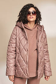 Куртка для вагітних з капюшоном на кнопках стьобана кольору капучино M