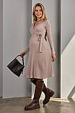 Сукня для вагітних та годуючих кольору капучино з теплого трикотажу в рубчик S, фото 2