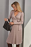 Сукня для вагітних та годуючих кольору капучино з теплого трикотажу в рубчик S, фото 4