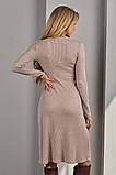 Сукня для вагітних та годуючих кольору капучино з теплого трикотажу в рубчик S, фото 6