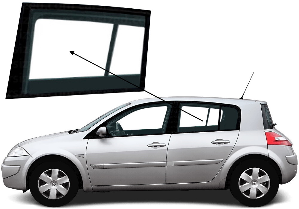 Бічне скло Renault Megane 2002-2008 задніх дверей ліве, фото 1